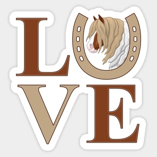 Chestnut Pinto Skewbald Gypsy Vanner Draft Horse LOVE Sticker